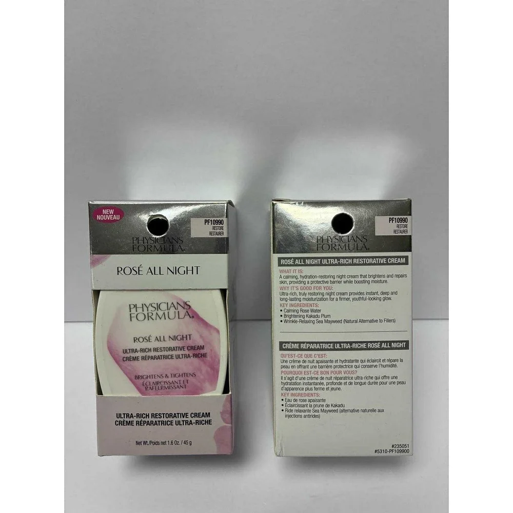 2X Physicians Formula Rose All Night Ultra-Rich Restorative Cream 1.6 oz EACH